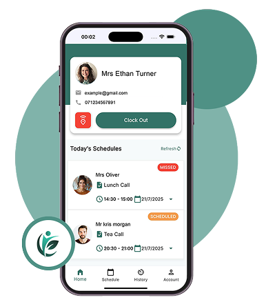 HayatCare Mobile Carer App Screen